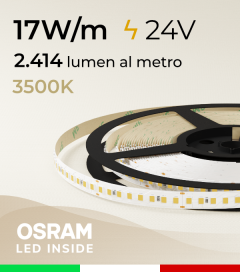 Striscia LED EASY - 17W/m - SMD2835 Osram - 160 LED/m - Bianco Caldo - 3500K - IP20