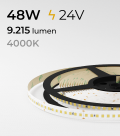 Striscia LED 2835 "ECO New Super Efficienti" - 24V - 5 Metri - 48W - SMD2835 180 LED/m - Bianco Naturale  - 4000K 