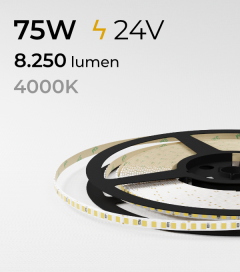 Striscia LED 5mm Sottile - 5 Metri - 75W - 196 LED/m Bianco Naturale 4000K