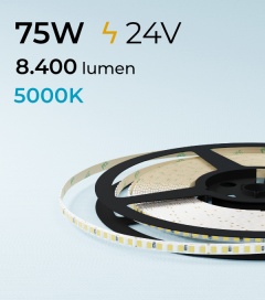 Striscia LED 5mm Sottile - 5 Metri - 75W - 196 LED/m Bianco Freddo 5000K