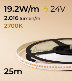  Bobina da 25m Striscia LED 2835 "ECO NEW" - 19,2W/m - SMD2835 210 LED/m - Luce Calda - 2700K