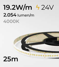  Bobina da 25m Striscia LED 2835 "ECO NEW" - 19,2W/m - SMD2835 210 LED/m - Bianco Naturale - 4000K