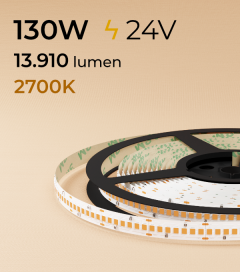 Striscia LED 2835 "ECO" - 5 Metri - 130W - SMD2835 238 LED/m - Luce Calda - 2700K - IP20