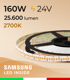 Striscia LED "NEW HORIZON" - 5 Metri - 32W/m - SMD2835 256 LED/m - Luce CALDA 2700K - IP20