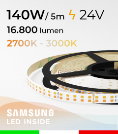 Striscia LED Elite Bianco Dinamico - 28W/m+28Wm - 256LED/m SMD2835 Samsung - da 2700K a 3000K