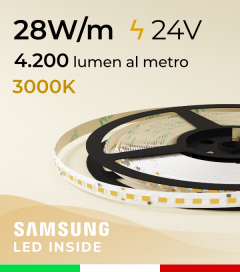 Striscia LED EASY - 28W/m - SMD5630 Samsung - 112 LED/m - Bianco Caldo - 3000K - IP20