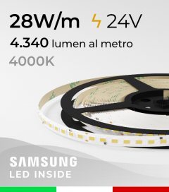 Striscia LED EASY - 28W/m - SMD5630 Samsung - 112 LED/m - Bianco Naturale - 4000K - IP20