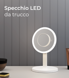 Specchio LED da Trucco - Ricaricabile - Tre temperature di colore Selezionabili 