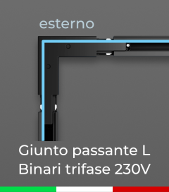 Giunto a L - Polarità esterna per Binario Trifase 230V - Bianco o Nero