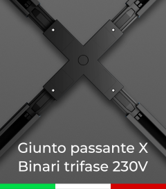 Giunto a X per Binari Trifase 230V - Colore Bianco o Nero