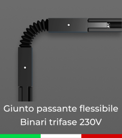 Giunto Flessibile a L per Binari Trifase 230V - Colore Bianco o Nero