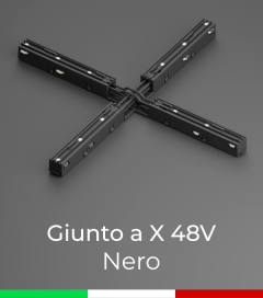 Giunto a X per Binari 48V - Finitura Nera - Made in Italy