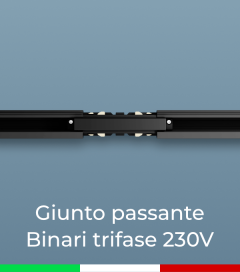 Giunto passante nero per binario trifase 230V - Made in Italy