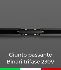 Giunto passante per Binario trifase 230V - Made in Italy - Bianco o Nero