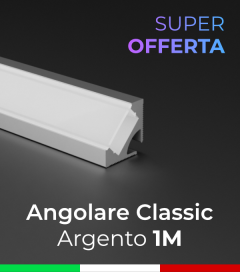 SUPER OFFERTA Profilo Angolare 45° Classic in Alluminio da 1 Metro Copertura Opale o Trasparente