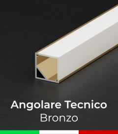 Profilo in alluminio angolare 45° Design Tecnico per Strisce LED - Bronzo