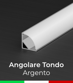 Profilo in alluminio angolare 45° Design Tondo per Strisce LED - ANODIZZATO ARGENTO