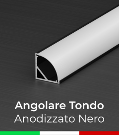 Profilo in alluminio angolare 45° Design Tondo per Strisce LED - Anodizzato Nero
