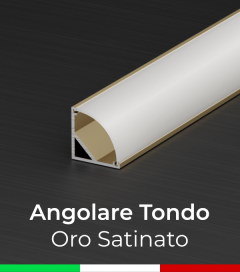 Profilo in alluminio angolare 45° Design Tondo per Strisce LED -  Oro Satinato