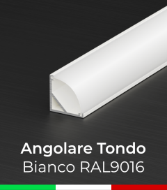 Profilo in alluminio angolare 45° Design Tondo per Strisce LED - Verniciato BIANCO RAL9016