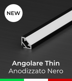 Profilo in Alluminio angolare "Thin" per Strisce LED - Anodizzato Nero