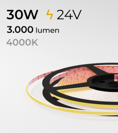 Striscia LED COB 5mm Sottile - 5 Metri - 30W - 504 LED/m Bianco Naturale 4000K