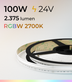 Striscia LED RGBW COB - 24V - 5 Metri - 100W - 840 LED/m - Luce CALDA - 2700K - IP20