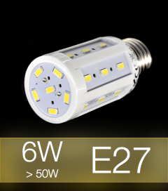 Lampadina LED CORN 6W E27 (60W) -  Bianco Caldo