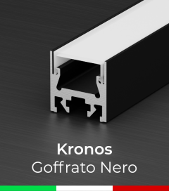 Profilo in Alluminio Piatto "Kronos" per Strisce LED - Verniciato Nero RAL9005 Goffrato