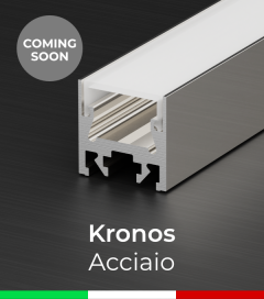 Profilo in Alluminio Piatto "Kronos" per Strisce LED - Acciaio Lucido