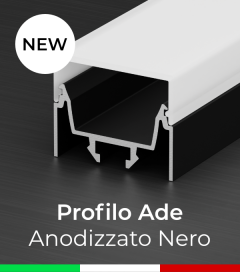 Profilo Piatto in Alluminio "Ade" per Strisce LED - Anodizzato Nero