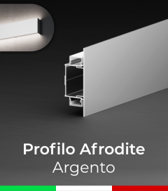 Profilo in Alluminio da Parete "Afrodite" per Strisce LED - Anodizzato Argento