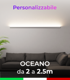 Lampada LED da parete Oceano - Da 200cm a 250cm - Personalizzabile - Dimmerabile - 24V