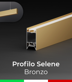 Profilo in Alluminio da Sospensione "Selene" per Strisce LED - Bronzo