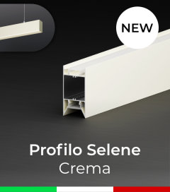 Profilo in Alluminio da Sospensione "Selene" per Strisce LED - Verniciato Crema
