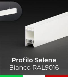 Profilo in Alluminio da Sospensione "Selene" per Strisce LED - Verniciato Bianco RAL9016