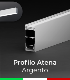 Profilo in Alluminio da Sospensione "Atena" per Strisce LED - Anodizzato Argento