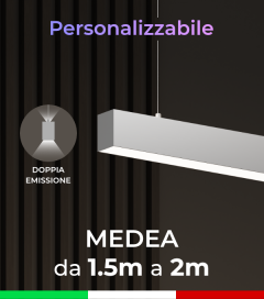 Lampada LED da sospensione Medea - Doppia Emissione di Luce - Da 150cm a 200cm - Personalizzabile - Dimmerabile