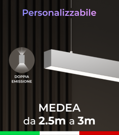 Lampada LED da sospensione Medea - Doppia Emissione di Luce - Da 250cm a 300cm - Personalizzabile - Dimmerabile