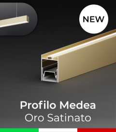 Profilo in Alluminio da Sospensione "Medea" per Strisce LED - Oro Satinato