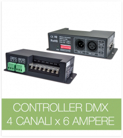 Controller DMX 4 CANALI x 6 Ampere per strisce LED.