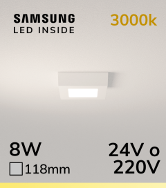 Plafoniera LED Quadrata 8W BIANCO CALDO - LED Samsung
