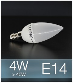 Lampadina LED  E14 4W Candela con base in ceramica - Bianco FREDDO