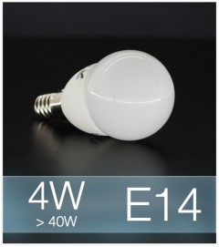 Lampadina LED  E14 4W Globo con base in ceramica - Bianco FREDDO