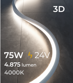 Striscia LED FLEX - 5 Metri - 75W - 3D - Bianco NATURALE 4000K - IP67