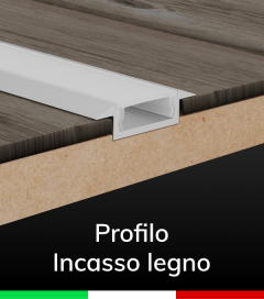 Profilo in Alluminio Piatto da Incasso 03 "Slim" per Strisce LED - Anodizzato ARGENTO