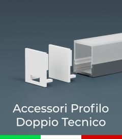 Accessori per Profilo in Alluminio Doppio con Copertura Tecnica - Tappi e Biadesivo