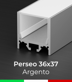 Profilo Piatto in Alluminio "Perseo" 36x37mm per Strisce LED - Anodizzato Argento