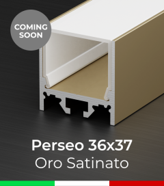 Profilo Piatto in Alluminio "Perseo" 36x37mm per Strisce LED - Oro Satinato 
