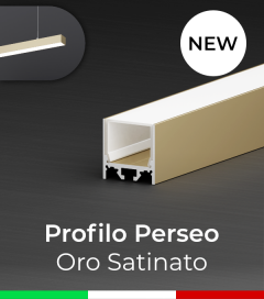 Profilo in Alluminio da Sospensione "Perseo" 37x37mm per Strisce LED - Oro Satinato